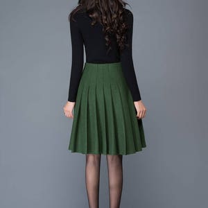 Wool skirt, Wool Midi skirt in green, pleated wool skirt, High waist wool skirt, winter skirt women, womens skirts, Short wool skirt C1031 image 7