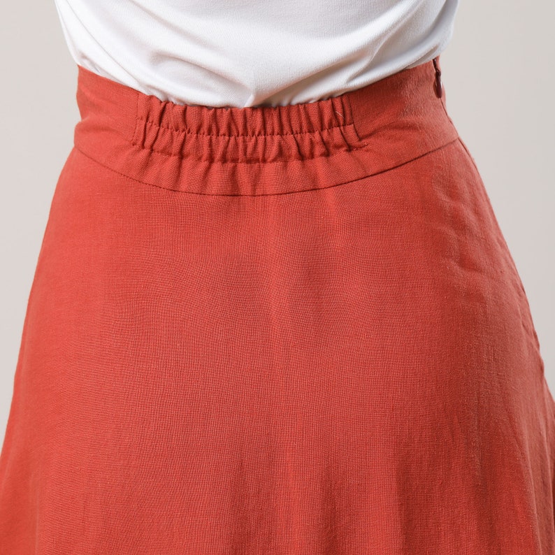 Orange Linen Skirt, Women's Summer Linen Skirt, Linen Midi Skirt, A-Line Skirt, Long Linen Skirt, Swing Skirt, Custom Skirt, Ylistyle C3286 image 7
