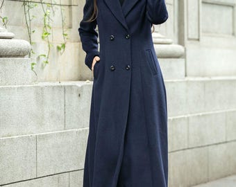 ジャケット・アウター AT LAST&CO WOOL COAT DARK NAVY Voluminous Belted Wool Coat - Navy - Woolcoats - & Other Stories