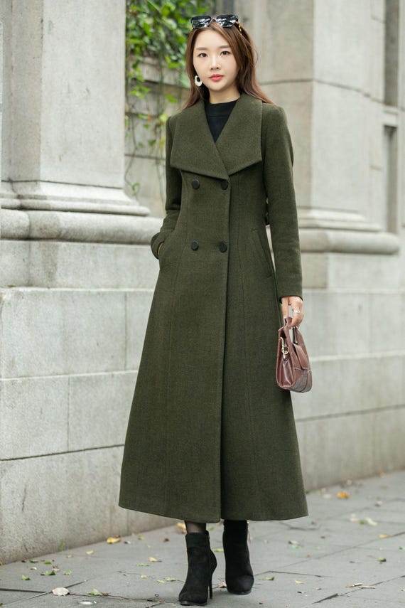 Double breasted green winter wool coat 5368 Double breasted green winter wool coat 5368