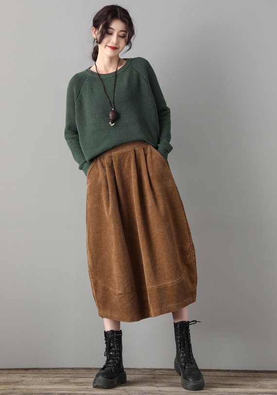 Elastic waist Corduroy Maxi skirt A019 Elastic waist Corduroy Maxi skirt A019