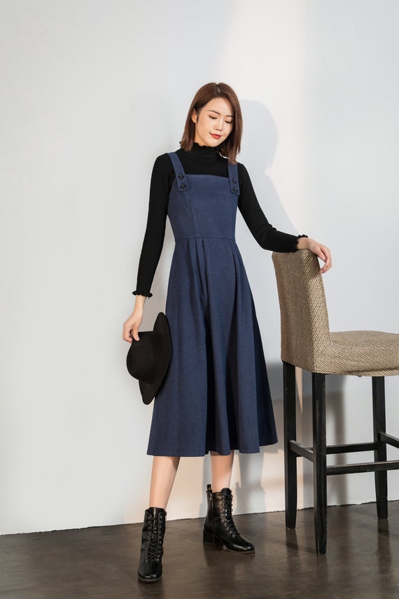 Wool Dress Wool Pinafore Dress Sleeveless Wool Dress Midi - Etsy