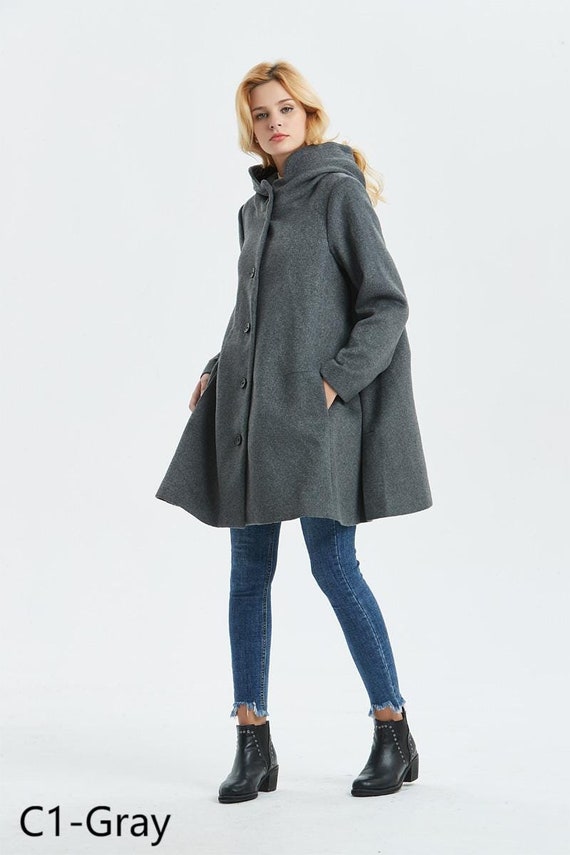 Plus size wool swing coat online