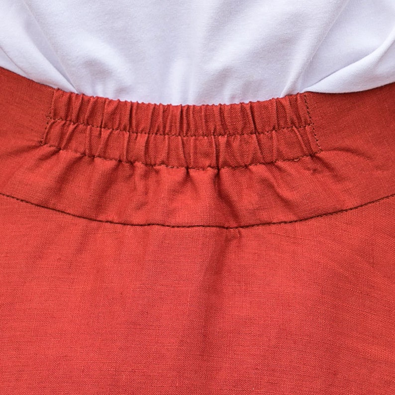 maxi linen skirt, Long Linen skirt, Linen skirt with pockets, casual Linen skirt, A Line skirt, Orange Linen skirt, Womens skirt C2790 image 8