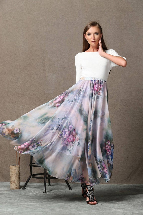 New Women Plus Size Skirt Ladies Floral Print Maxi Style Elastic Waist Soft Sale 