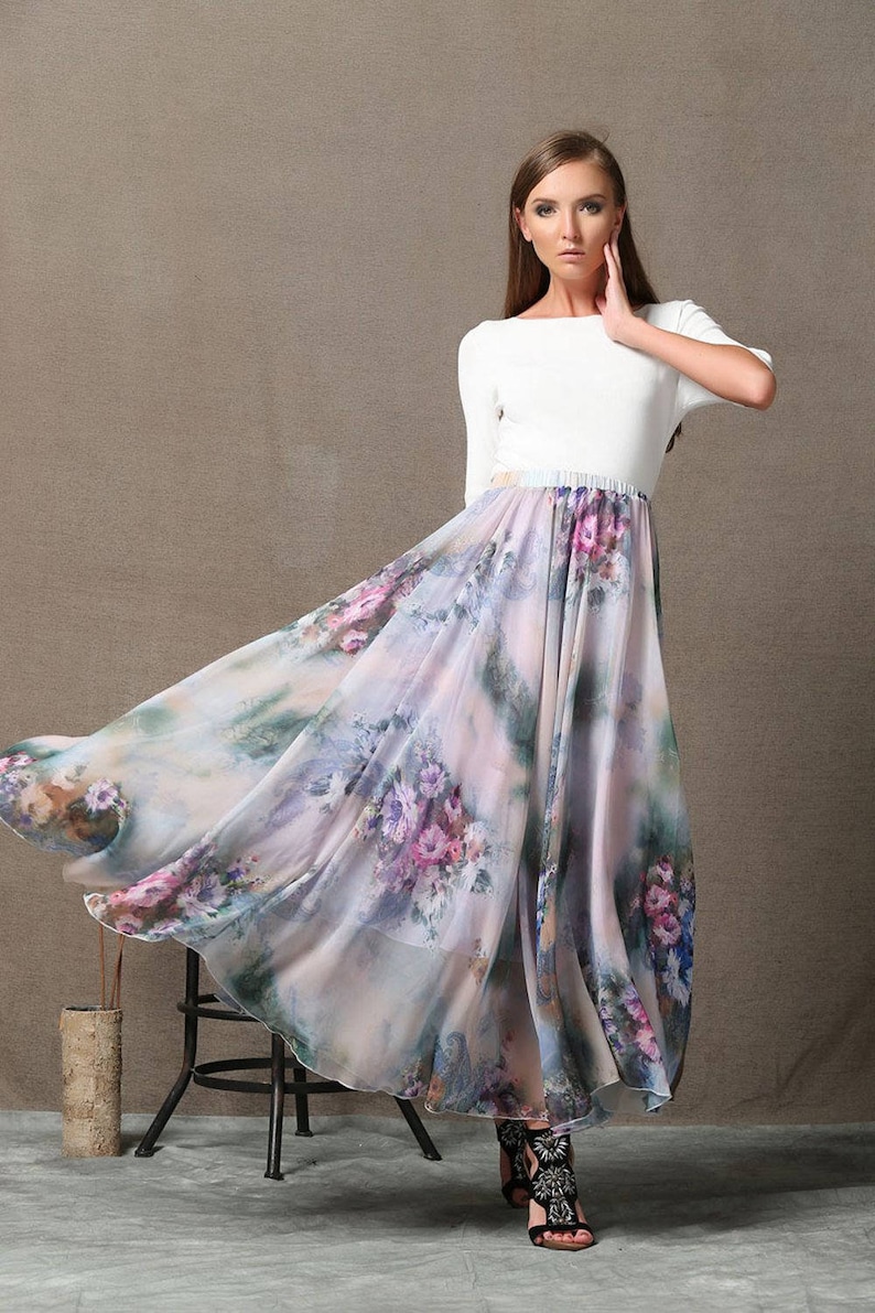 Floral chiffon skirt Summer Chiffon Skirt chiffon skirt | Etsy