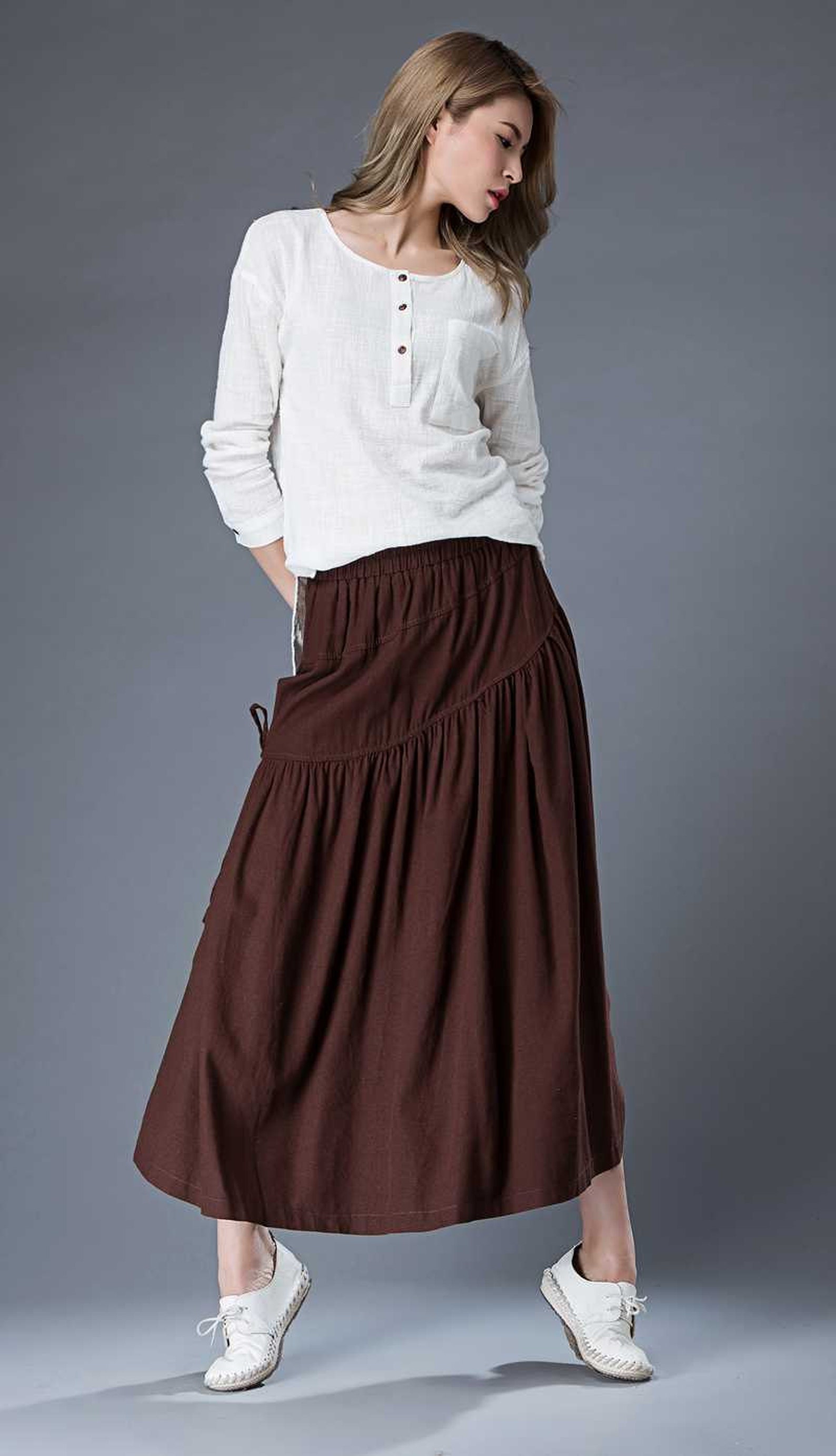 Midi Linen Skirt Casual Linen Skirt Plus Size Linen Skirt - Etsy