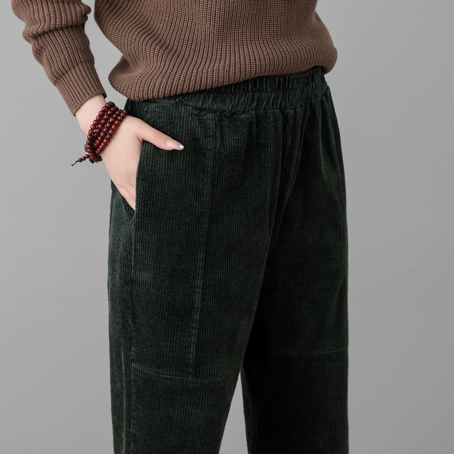 Green Corduroy Pants Women High Waisted Pants Loose Fit | Etsy