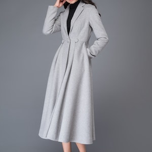 Long Wool Princess Coat, Swing wool Coat, Fit &Flare Coat, Women's Winter Wool Coat, Winter Wedding Coat, Retro Maxi wool Coat C996 image 4