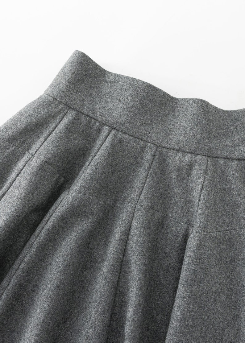 Knee Length Skirt, Wool Skirt Women, Skater Skirt, Pleated Wool Skirt, Gray Skirt, Autumn Skirt, High Waisted Skirt, Made to Order C3549 image 9