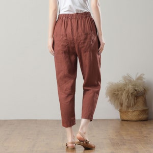 Linen Pants, Women Linen Pants, Spring Linen Pants, Casual Linen Pants, High Waist Pants, Loose Linen Pant with pocket, Custom Pants C3213 image 5