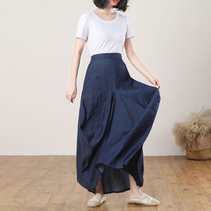 Asymmetrical linen skirt, Long Linen skirt women, Skirt with Pockets, Casual Linen Skirt, Plus Size Skirt, Handmade skirt, Ylistyle C3273 image 3