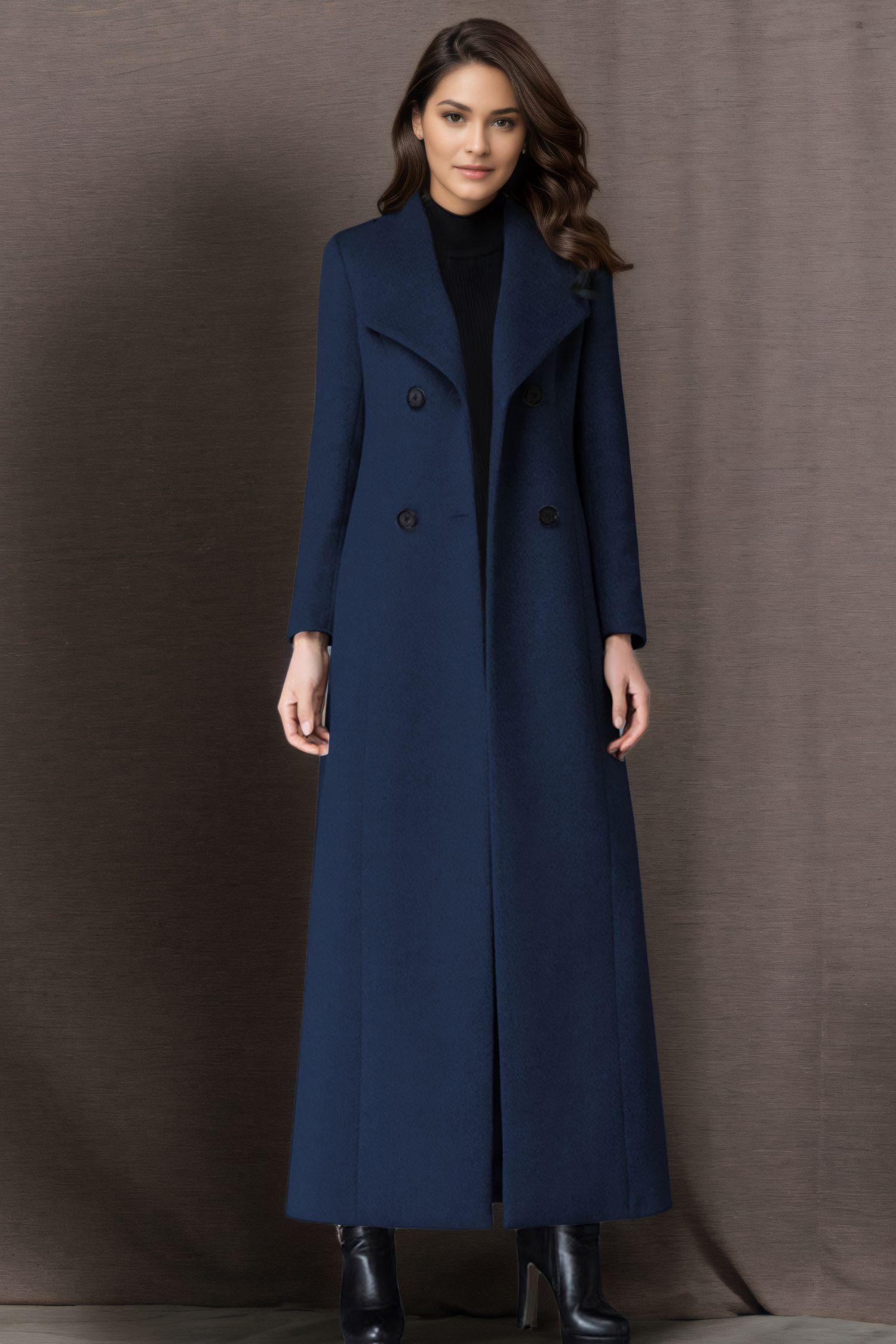 Long Wool Coat Women, Gray Wool Trench Coat, Double Breasted Long Wool Coat Women, Gray Wool Trench Coat, Double Breasted