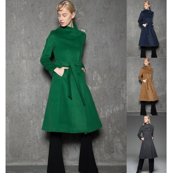 Wool Coat Women Winter Green, Wallis Long Winter Coats Womens Canada