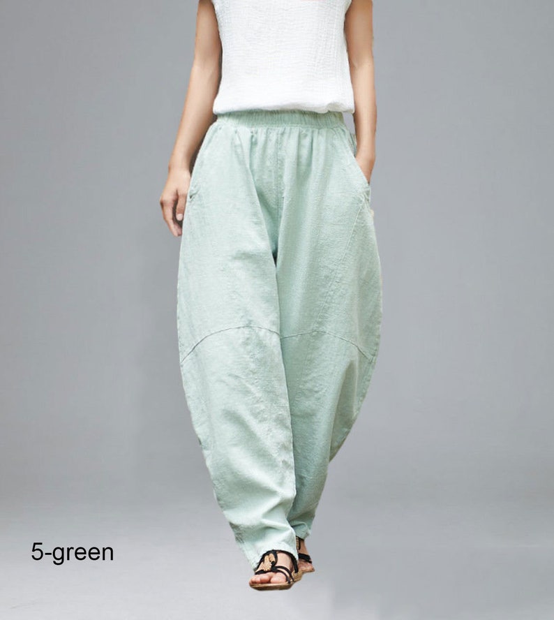 Elastic Waist Linen Harem Pants Pink Linen Pants Plus Size | Etsy