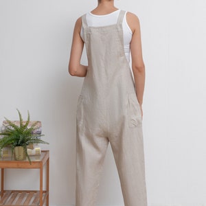 Casual Linen Overalls, Linen Jumpsuit Women, Wide Leg Linen Jumpsuits, Womens linen Romper, Linen Petite Jumpsuit, Overalls Summer C2946 image 7