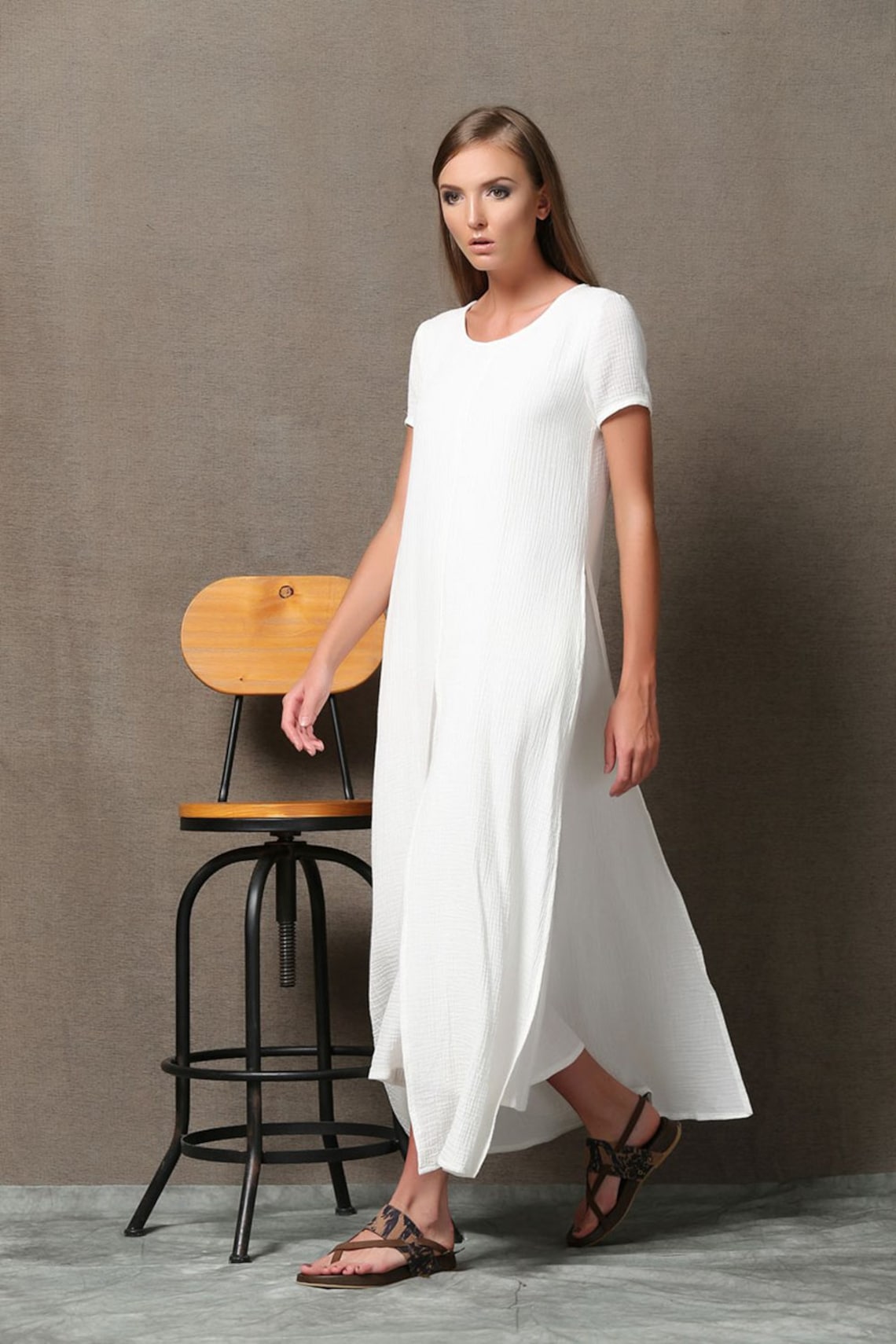 Plus size Maxi dress Linen dress White maxi dress Womens Etsy
