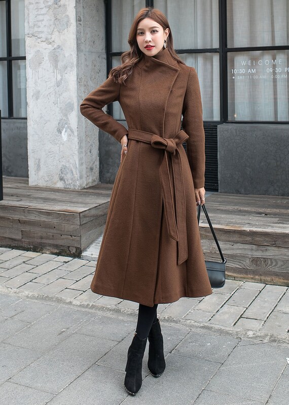 Wool Coat Women Winter Green Asymmetrical Wool Coat Women Winter Green, Wallis Long Winter Coats Womens Canada
