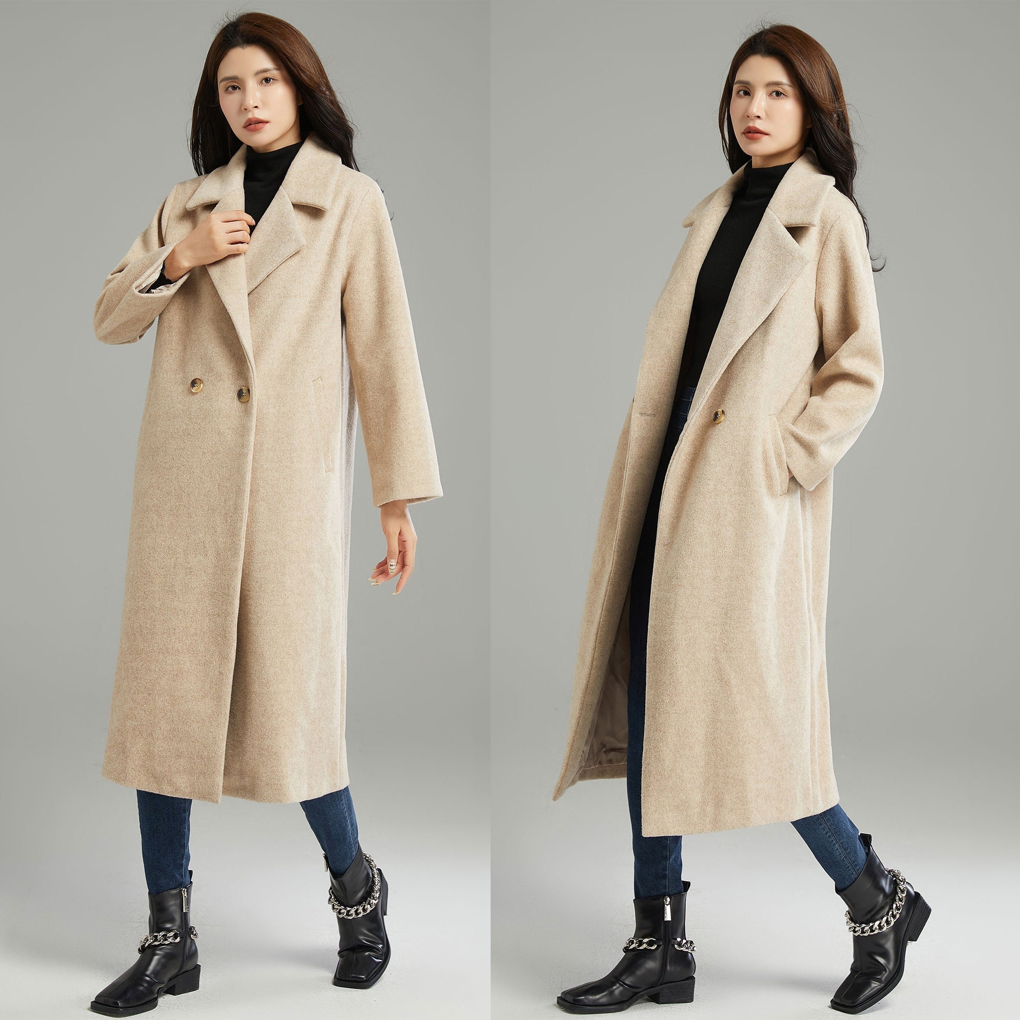 Asymmetrical Wool Coat in Black, Winter Coat Women, Wool Coat, High Collar  Wool Coat, Plus Size Coat, Womens Autumn Winter Outfit C987 -  Canada