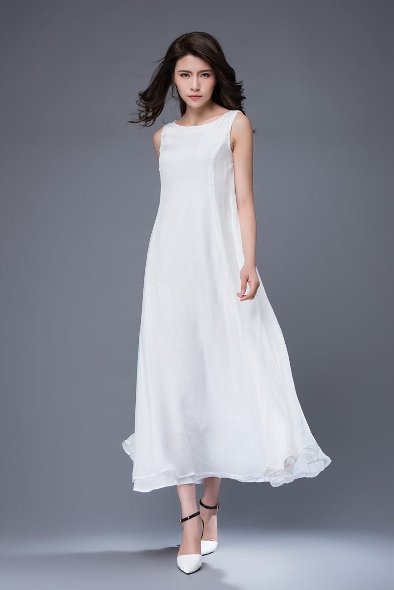 White Chiffon Dress Handmade Simple Elegant Floaty Etsy