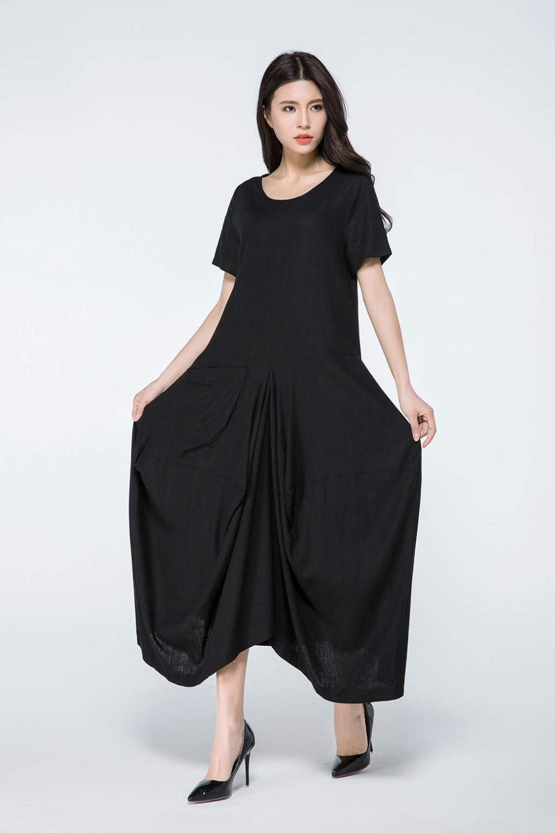 Black Linen Dress, Linen Dress, Long Linen Dress, Linen Maxi Dress ...