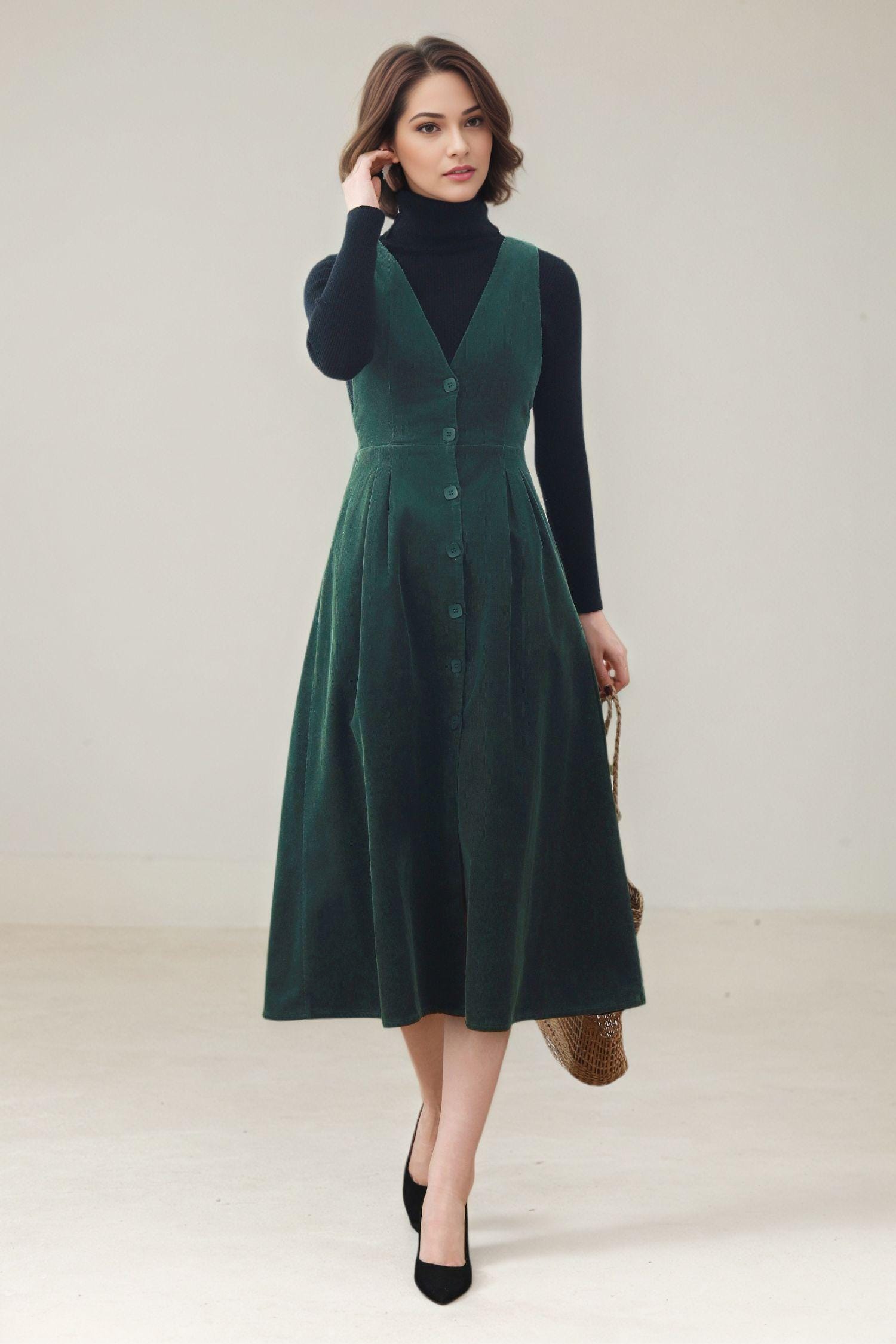 Green Corduroy Dress - Etsy Canada