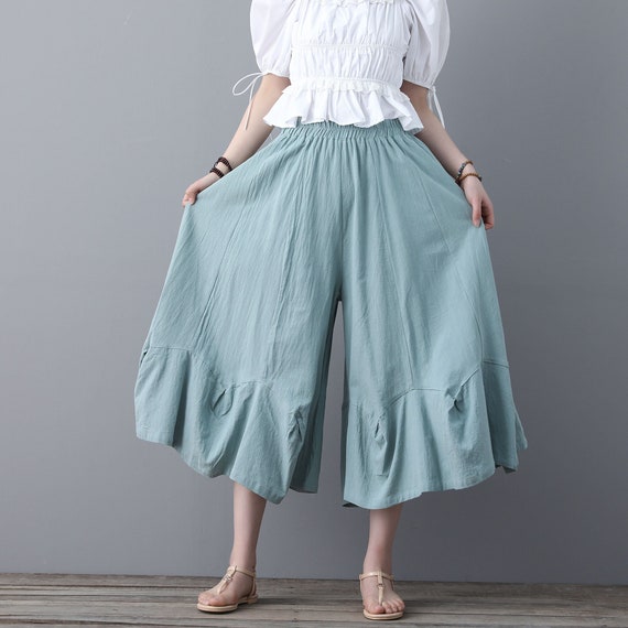 Linen Pants, Linen Culottes, Skirt Pants, Plus Size Linen Pants