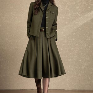 Washable Wool Women Column Midi Skirt