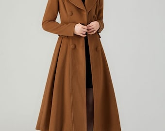 ジャケット・アウター less tailor long coat brown Long Wool Coat, Wool Winter Coat, Womens Wool Coat, Double