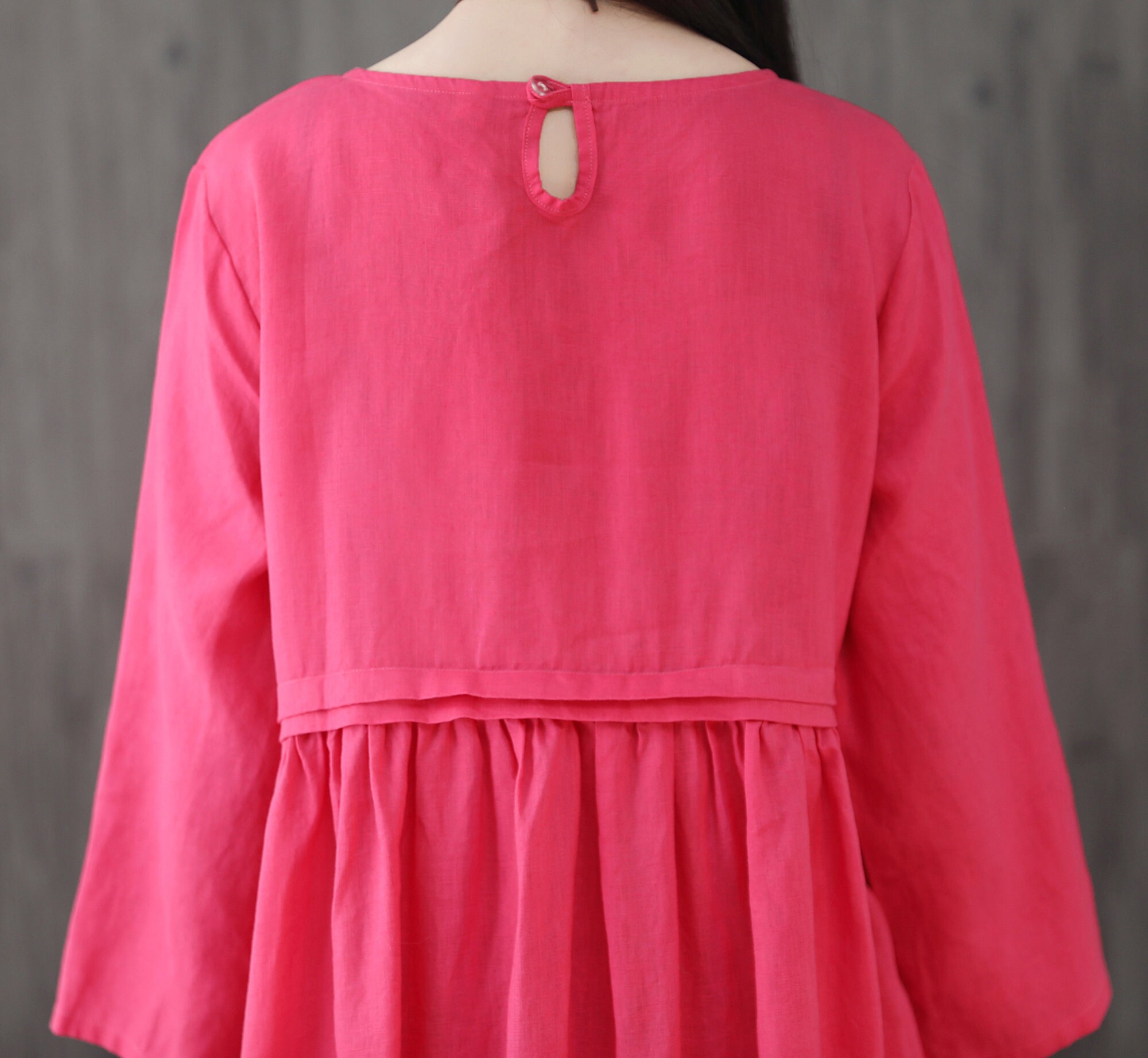 Long Soft Cotton Dresswith Pockets Long Sleeves Casual Loose Etsy