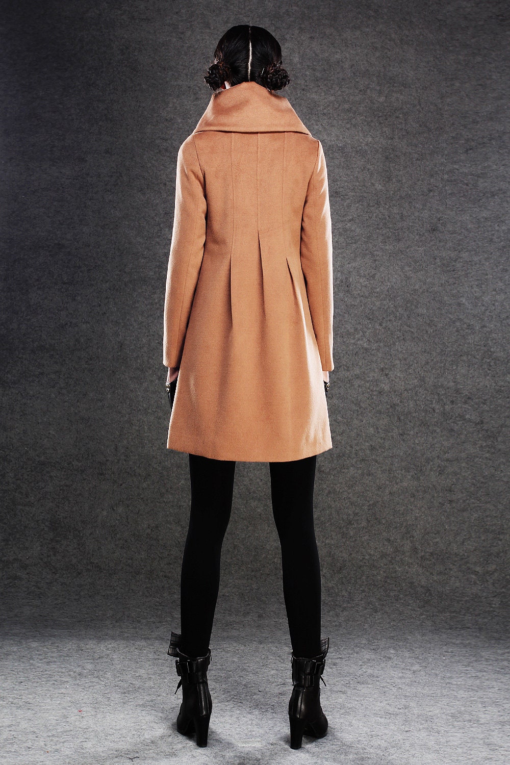 Brown Winter Coat Cashmere Wool Blend Womens Autumn Winter Etsy