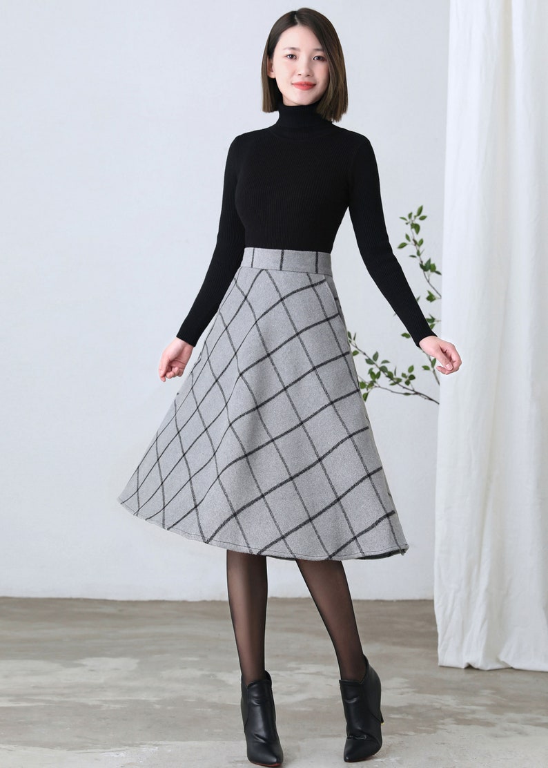 Swing Wool Plaid Skirt Midi Wool Skirt Women Wool Tartan - Etsy