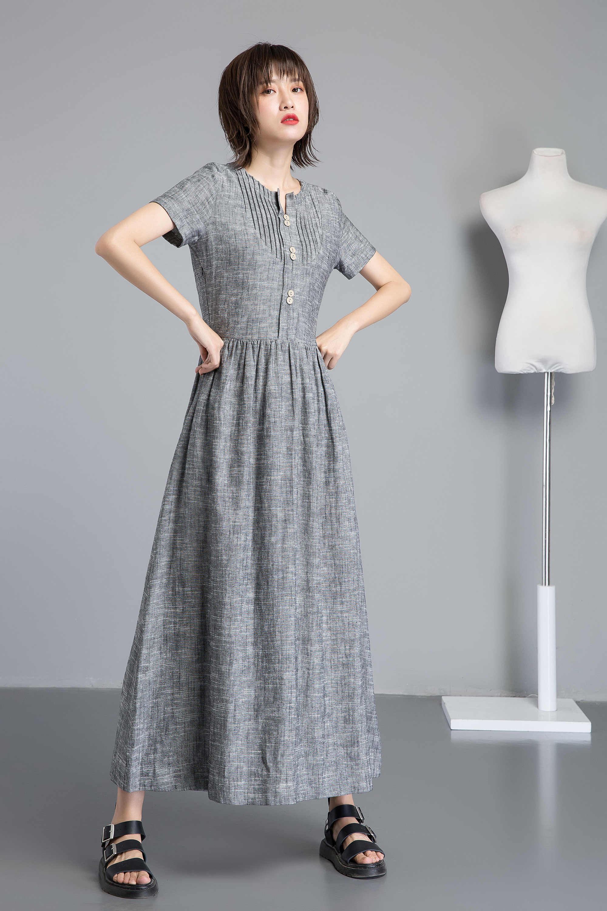 Linen Dress Long Linen Dress Gray Linen Dress for Summer Etsy UK
