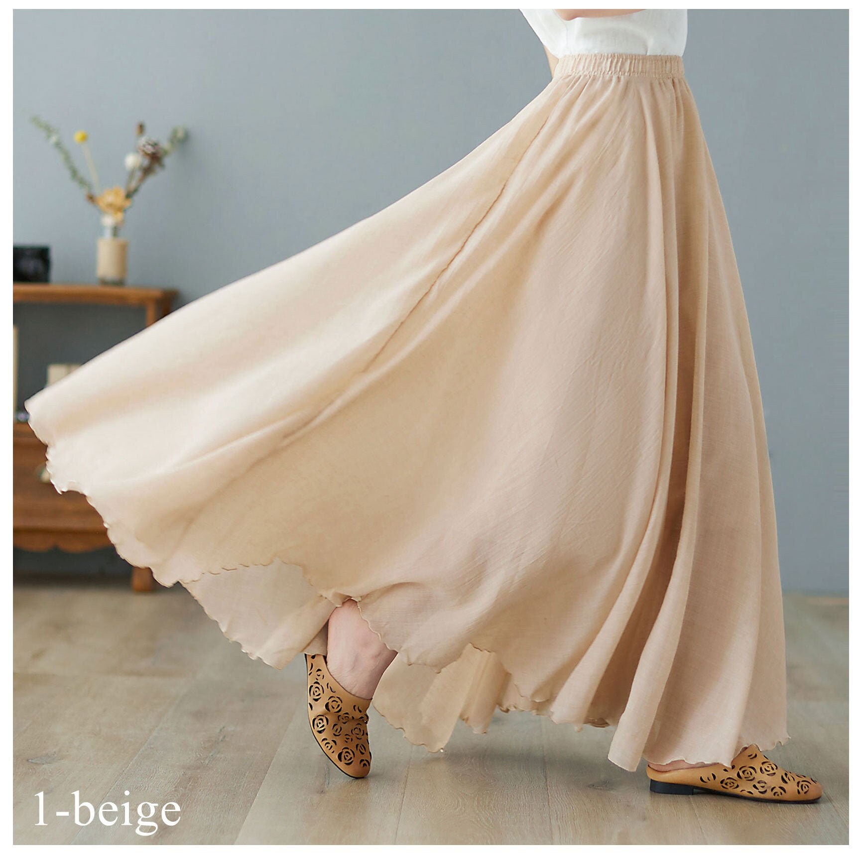 Women's Flowy Circle Maxi Skirt Plus Size Cotton Linen Etsy