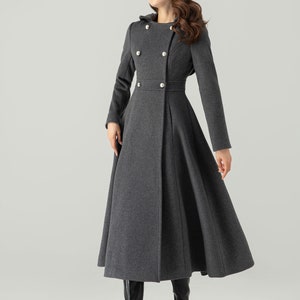 Long Wool Coat, Hooded Wool Coat, Winter Wool Coat, Womens Coat, Long Dress Coat, Double Breasted Coat, Custom Coat, Ylistyle C3704 image 8