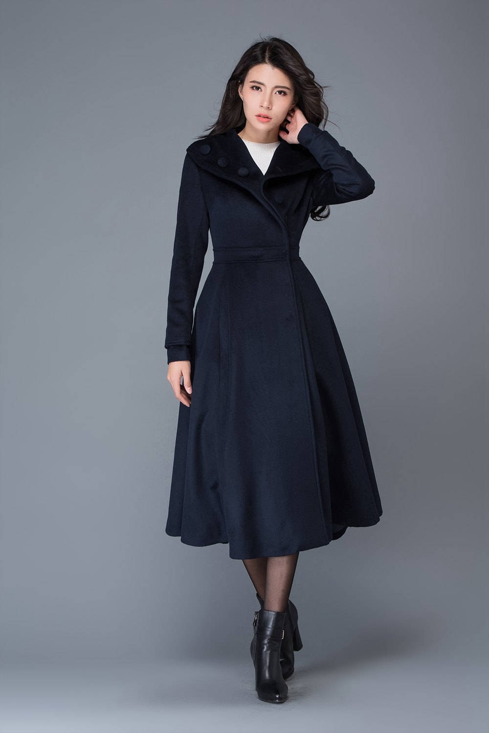 Midi Wool Coat, Wool Coat, Womens Winter Coats, Dress Coat, Navy Blue Coat, Flare Coat, Warm Coat, Swing Coat, Made to Order C1021 - Etsy Midi Wool Coat, Wool Coat, Womens Winter Coats, Dress Coat, Navy Blue Coat, Flare Coat, Warm Coat, Swing Coat, Made to Order C1021 - Etsy
