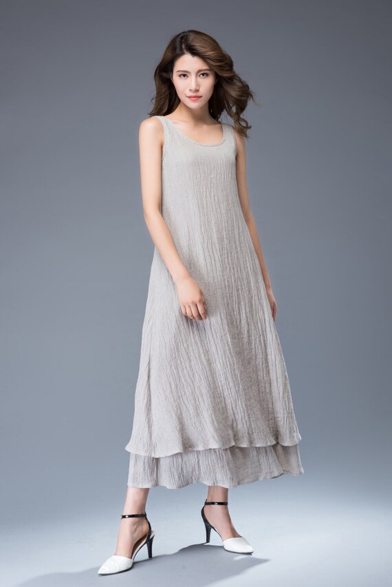 Gray Linen Dress long linen dress womens long dress linen | Etsy