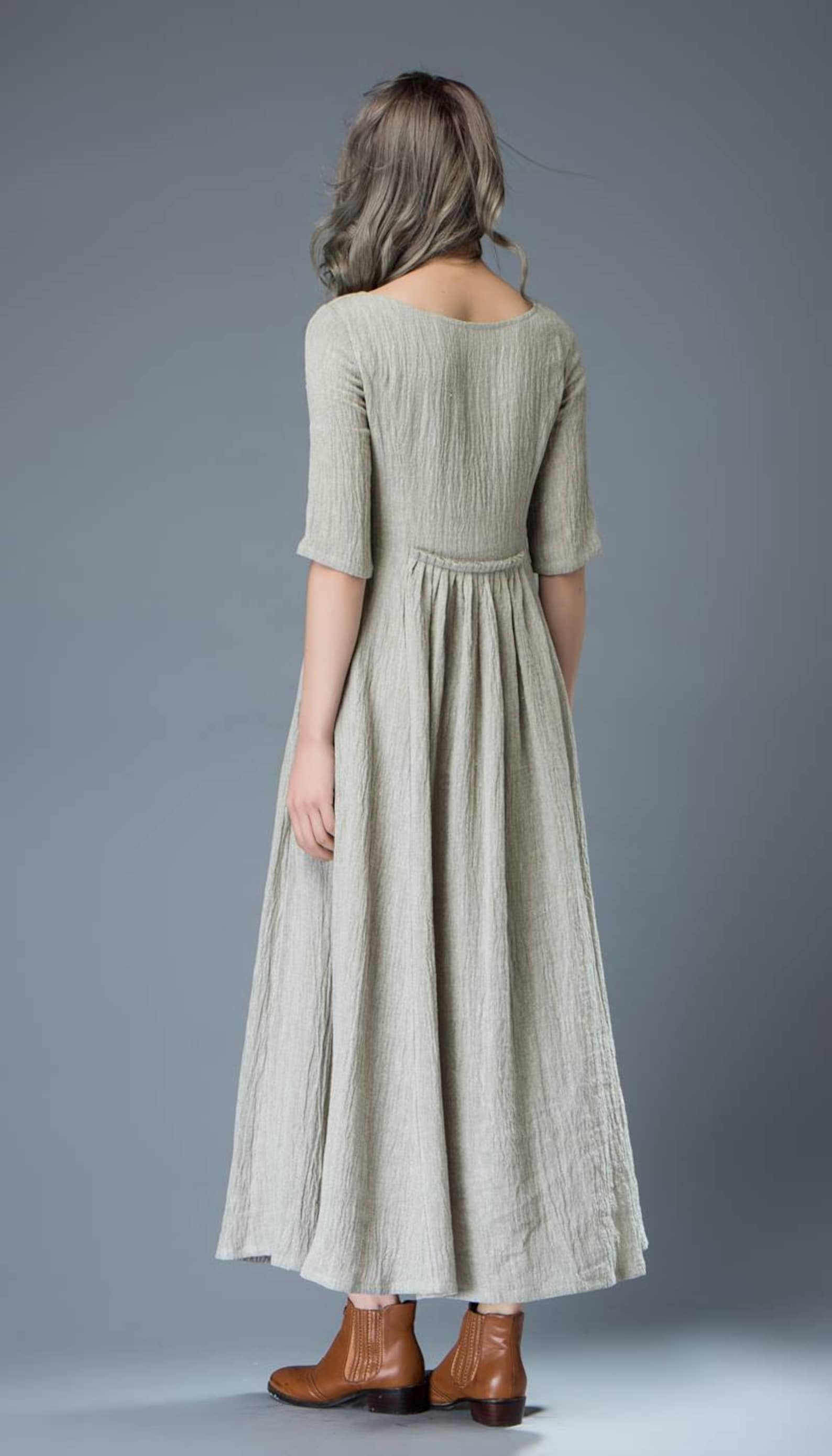 Casual Linen Dress Pale Gray Everyday Comfortable Fit & | Etsy