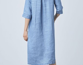 Linen Tunic Dress, Linen Midi Dress, Linen Dresses Women