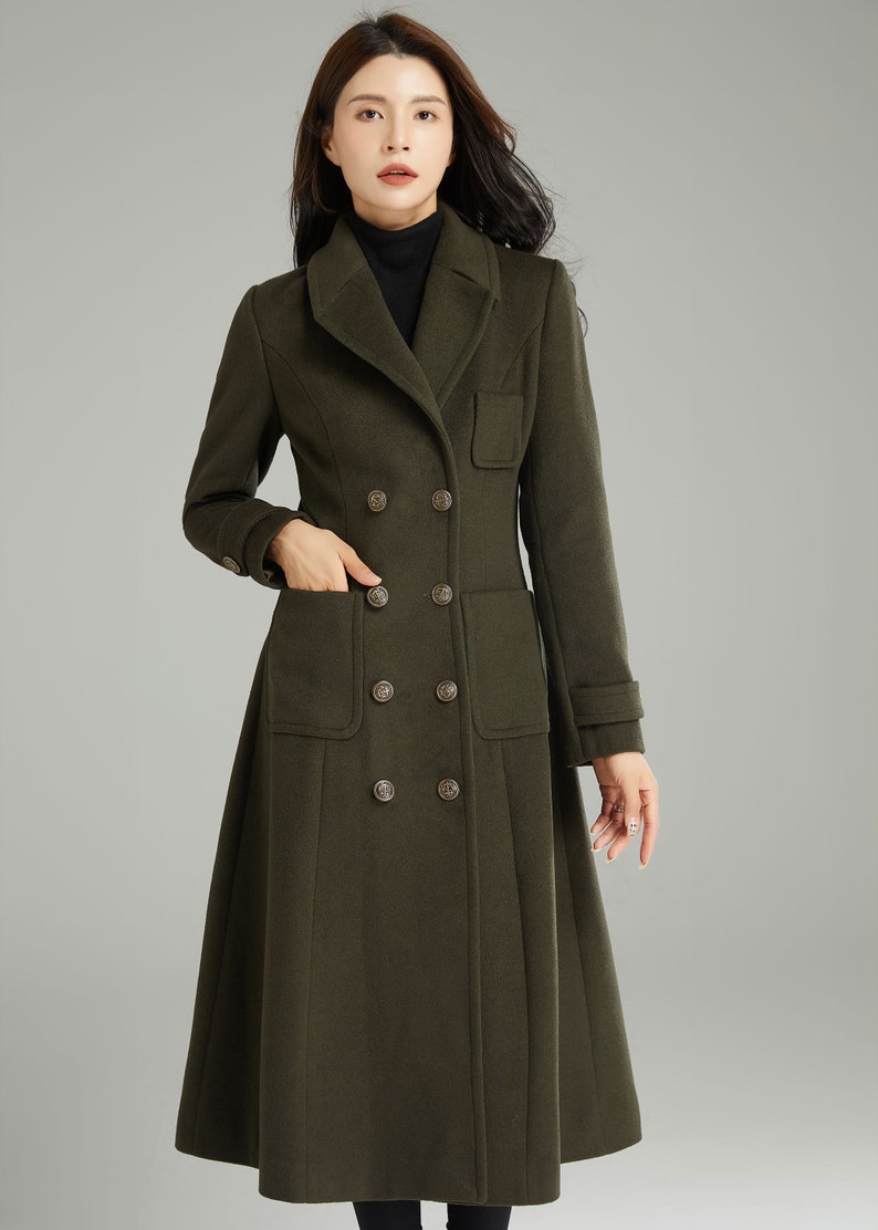 Army Green Long Size Wool Coat for Women Wool Military Coat Etsy