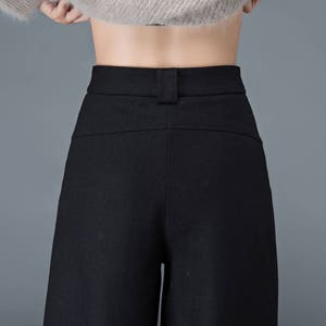 Black pants, womens pants, wool pants, black long pants, wide leg pants, casual pants, winter pants, maxi pants with pockets C1179 image 8