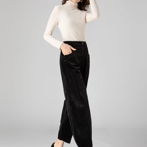 Black Corduroy Pants Women, Tapered Pants, Autumn Pants, Long Pants, Womens Pants, Loose Fitting Pants, Handmade Pants, Made to Order C3592 image 4