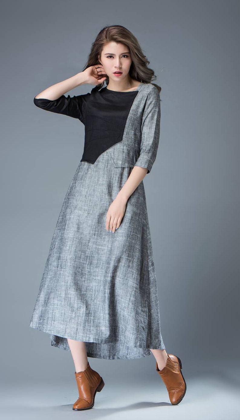 Linen Dress Womens Dresses Casual Maxi Dress With Sleeves - Etsy Australia