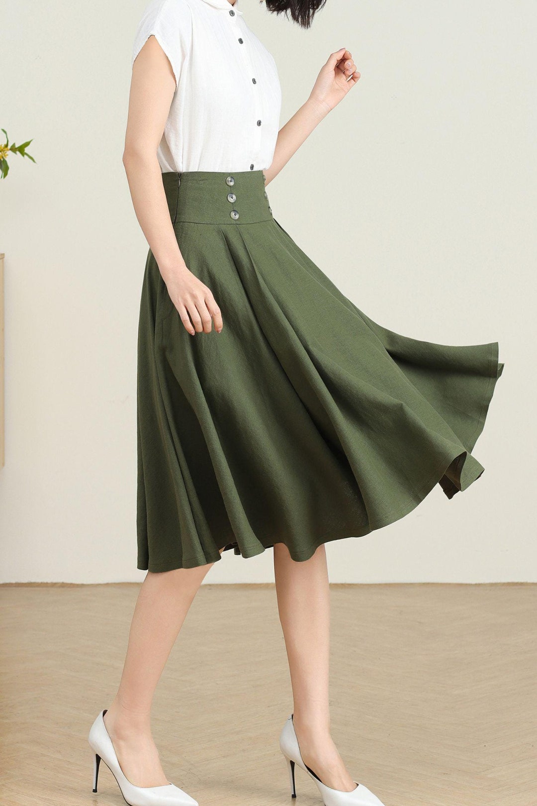 A line midi swing summer linen skirt 5150 – XiaoLizi