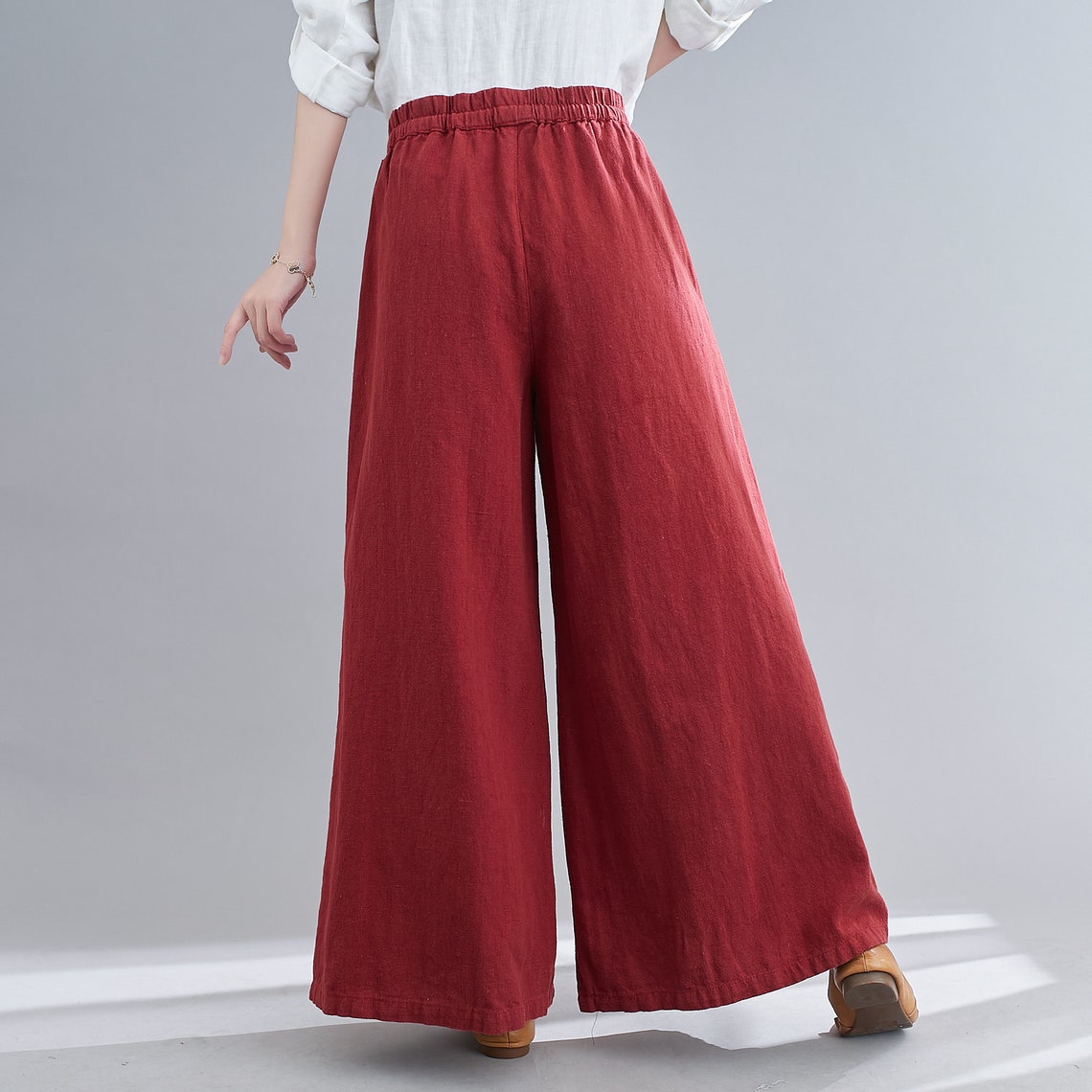 red linen pants