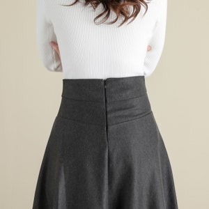 Women's Wool Midi Skirt in Grey, Winter Skirt, Thick A Line Wool Skirt, Flared Skirt, High Waist Full Skirt, Vintage Inspired Skirt C2518 image 8