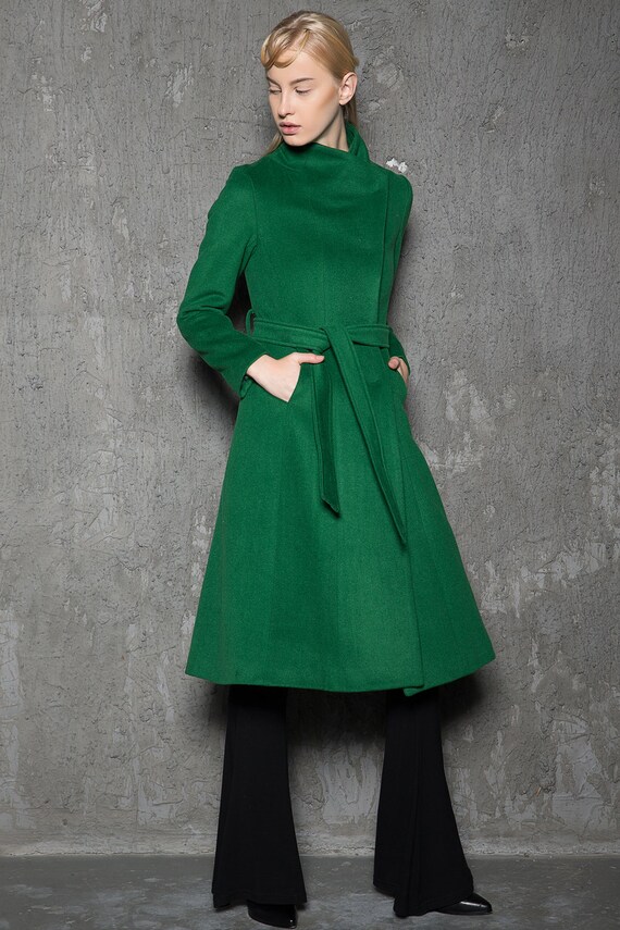 Emerald green coat, wool coat, Long Belted Wrap coat, Winter coat women, Asymmetrical wool coat, womens coat Vintage, Autumn outerwear C713 Emerald green coat, wool coat, Long Belted Wrap coat, Winter coat women, Asymmetrical wool coat, womens coat Vintage, Autumn outerwear C713