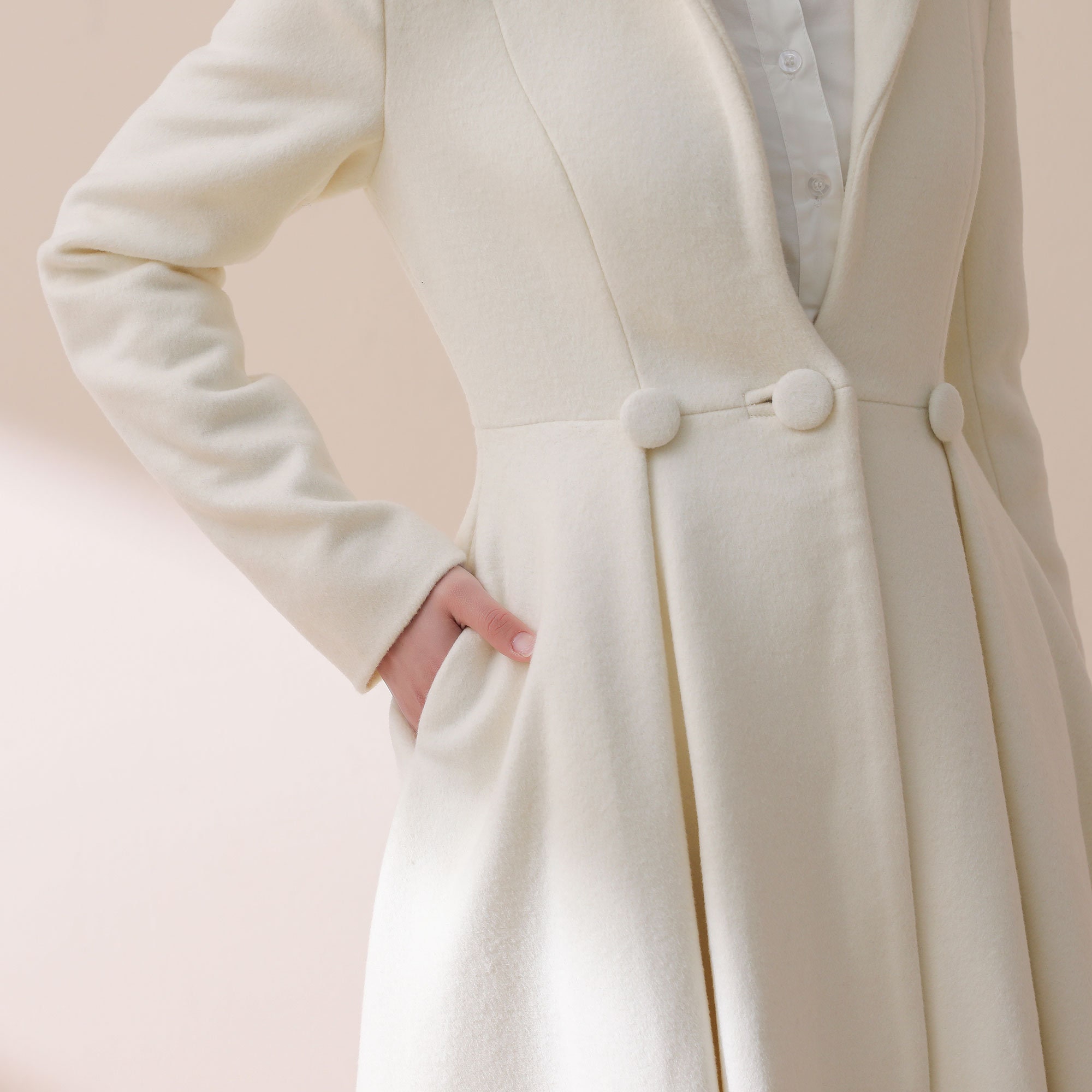 White wool coat Long wool coat Wool coat women Winter Etsy
