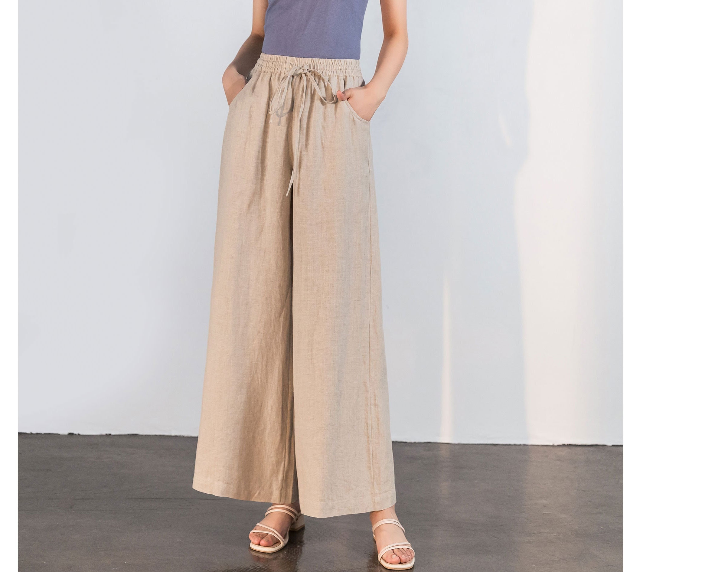 Linen Wide Leg Pants, Women Linen Trousers, High Waisted Linen Wide Leg Pants, Women Linen Trousers, High Waisted