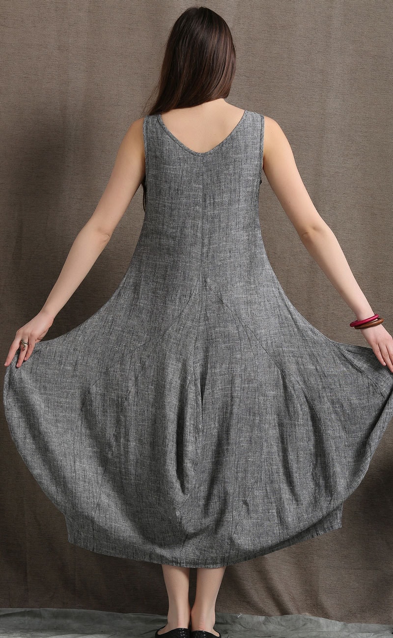 Gray Maxi Dress Linen Sleeveless Long Marl Grey Summer Dress - Etsy